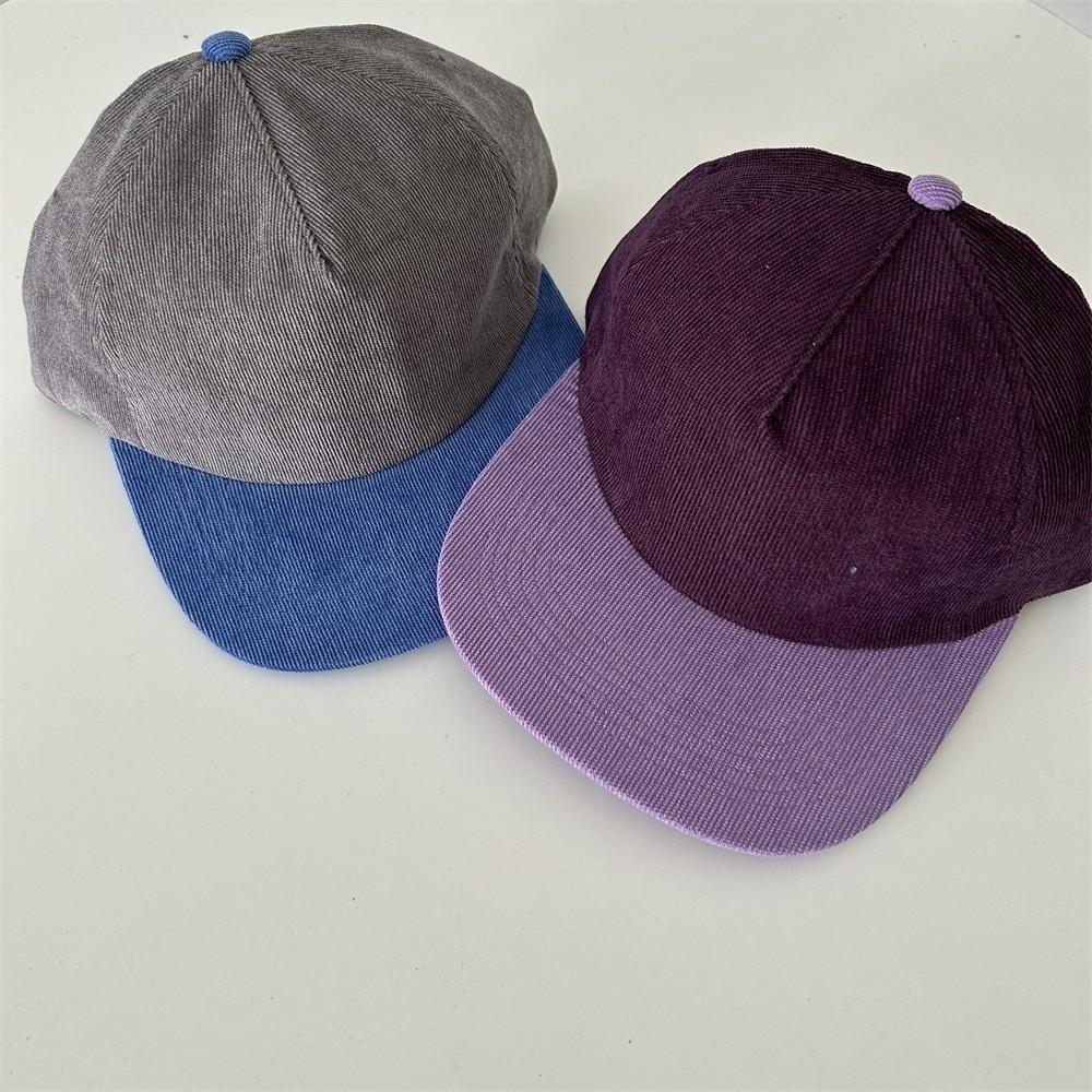 Color Matching Flat-brim Cap Keep Warm Autumn Winter Hat Retro Baseball Cap  Men Women