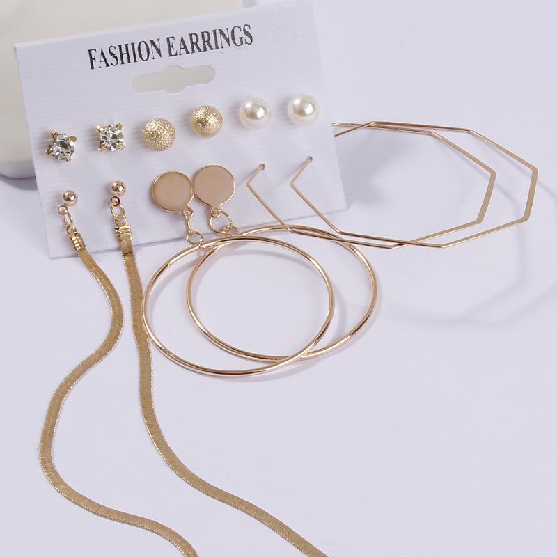 Women's Tassel and Pearl Crystal Stud Earring Set