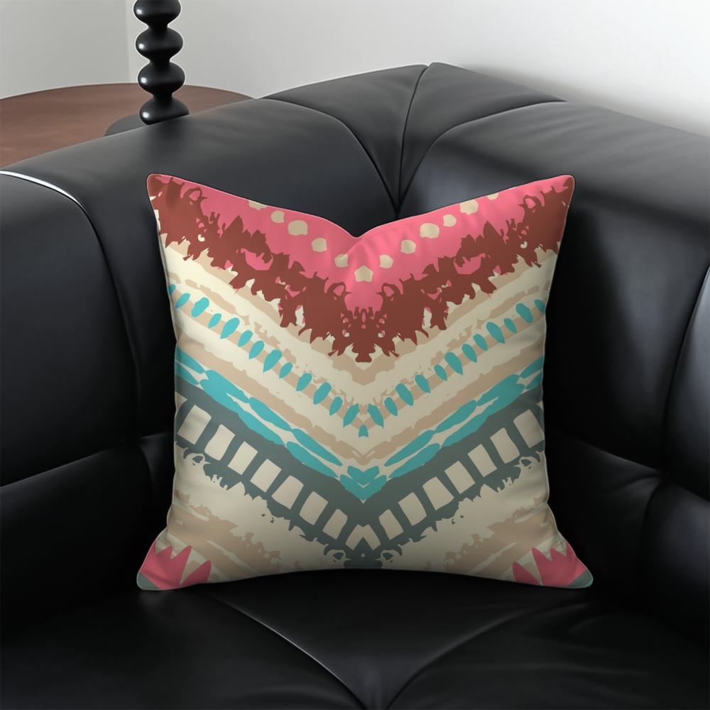 Boho Pattern Ethnic Art Cushion Cover Pillow Case Antidustmite Invisible Zipper Silky Plush Cushion