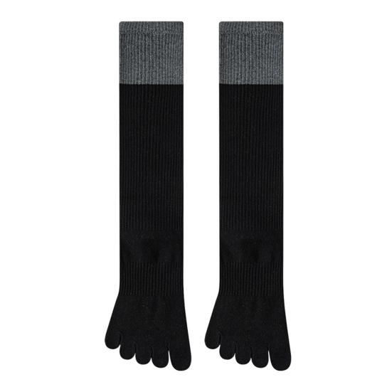 Five Toe Yoga Socks Women Breathable Cotton Knee High Socks Non Slip Sports Socks with Grips for Fitness Dancing Pilates Exercise