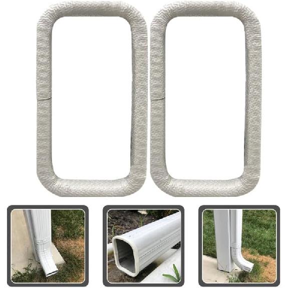 Yardwe Downspout Safety Caps 2pcs Drain Nozzle Sleeve Rain Gutter White Tool Rubber Child Downspout Covers