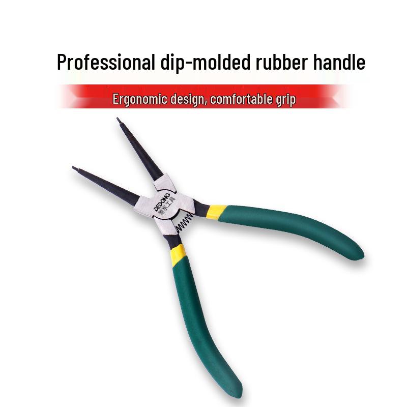 7-Inch Multifunctional Snap Ring Pliers for Internal/External Use: Yellow Handle - Ideal for Small Retaining Rings with Straight Jaw Design
