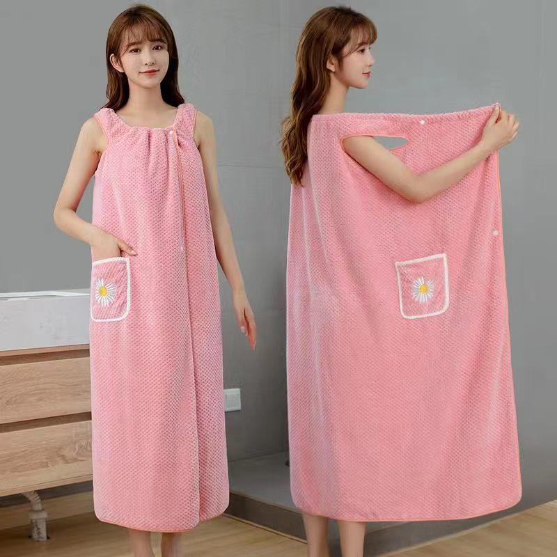 Plus Size Absorbent Bath Towel Robe for Women - Thick, Wearable, Sling Bath Skirt