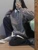 Women's Grey Twisted Knit Pullover Sweater - Loose College Style Base Layer for Autumn/Winter