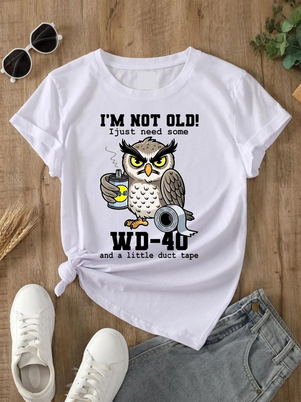 Owl I m Not Old Just Need Some WD... Funny Saying T- Shirt Novelty Joke Oldi Tee L