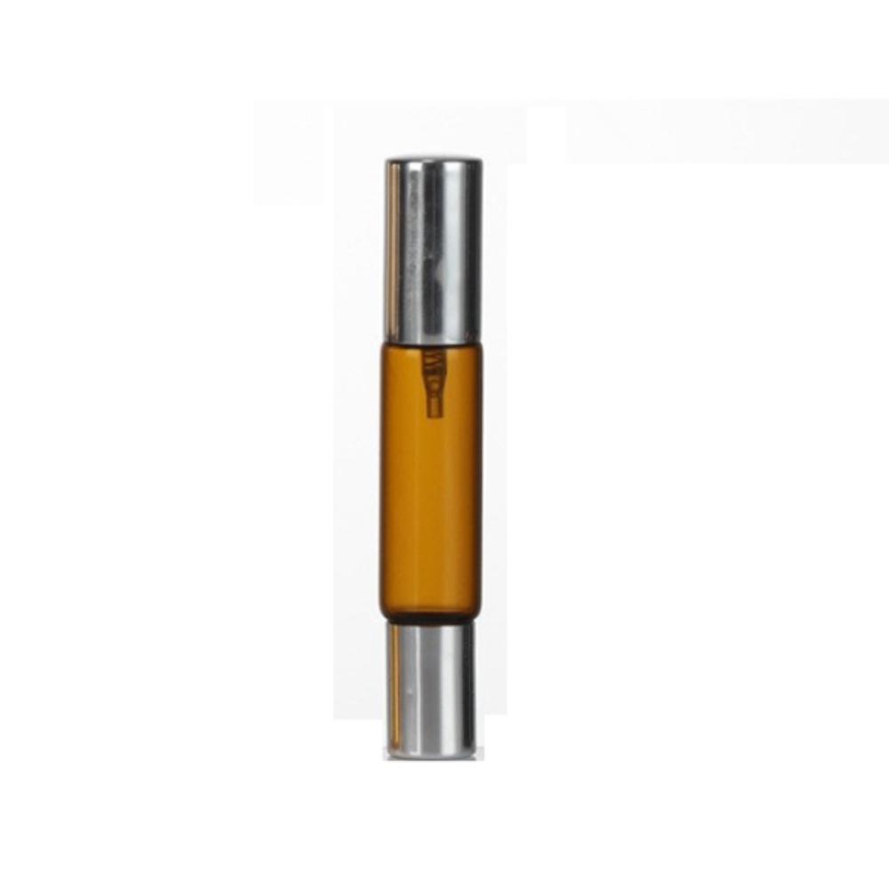 Rolling Ball Glass Perfume Bottle Aluminum Nozzle Mist Spray Bottle Cosmetic Storage Brown + Silver