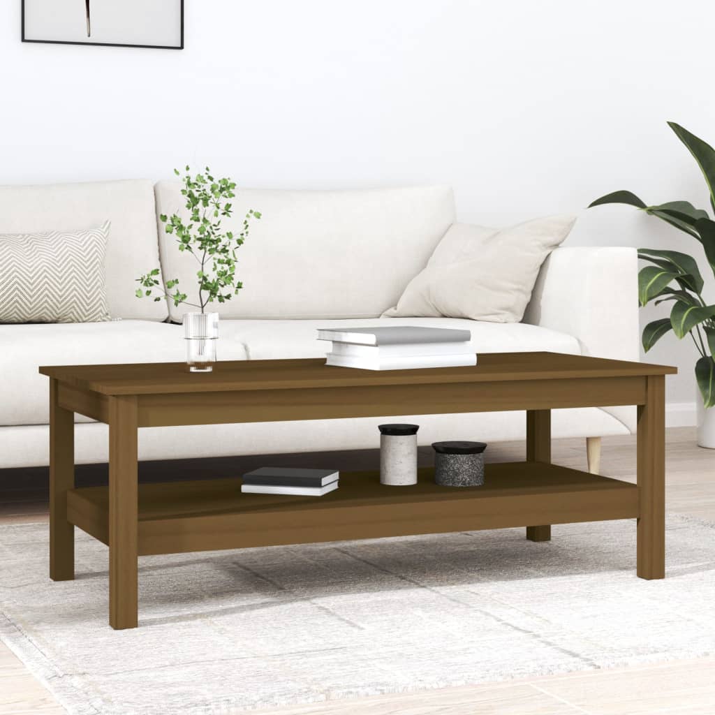 Vidaxl Couchtisch, Honigbraun, 110x50x40 cm, Massives Kiefernholz