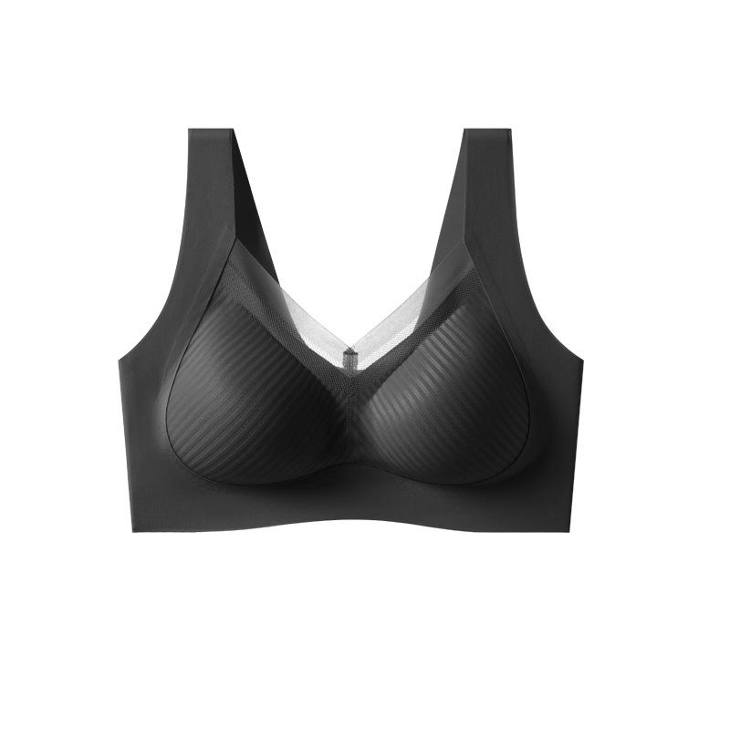 

Lift thin, big chest, small soft support, anti-sagging, double breast beauty vest-style Xinwen bra M(recommended 45-52.5kg ) чёрный