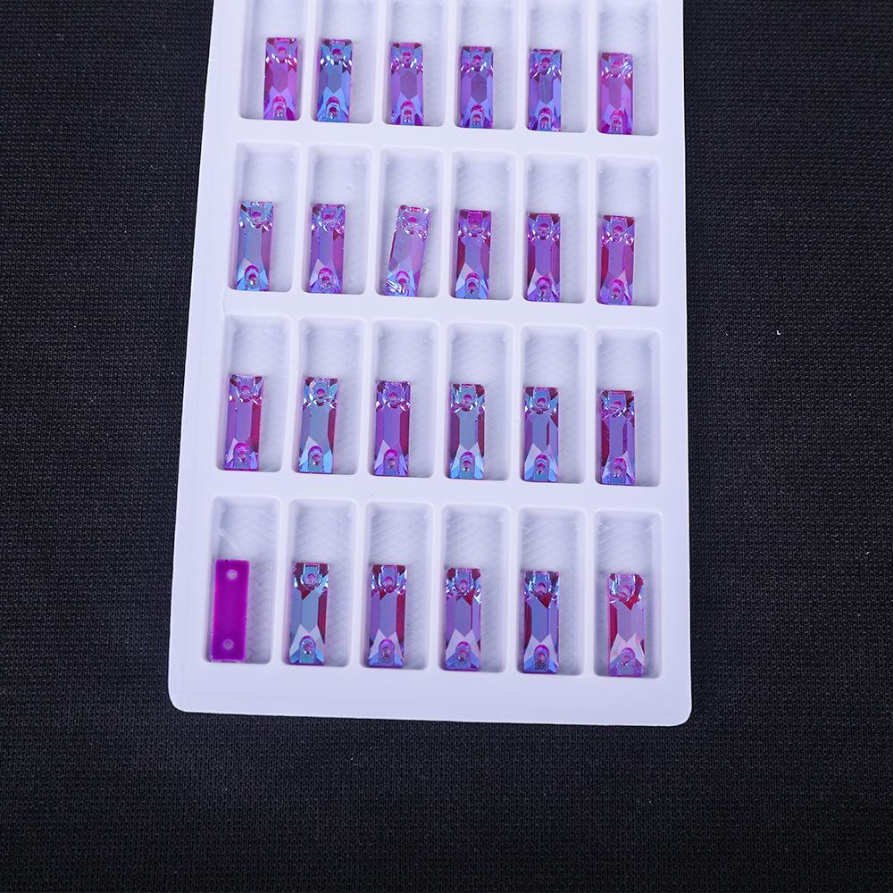 Long Fluorescent Glass Flat Buckle Hand Seam Drill, Double Hole Rhinestone Flat Bottom Drill Diy Accessories Material Package