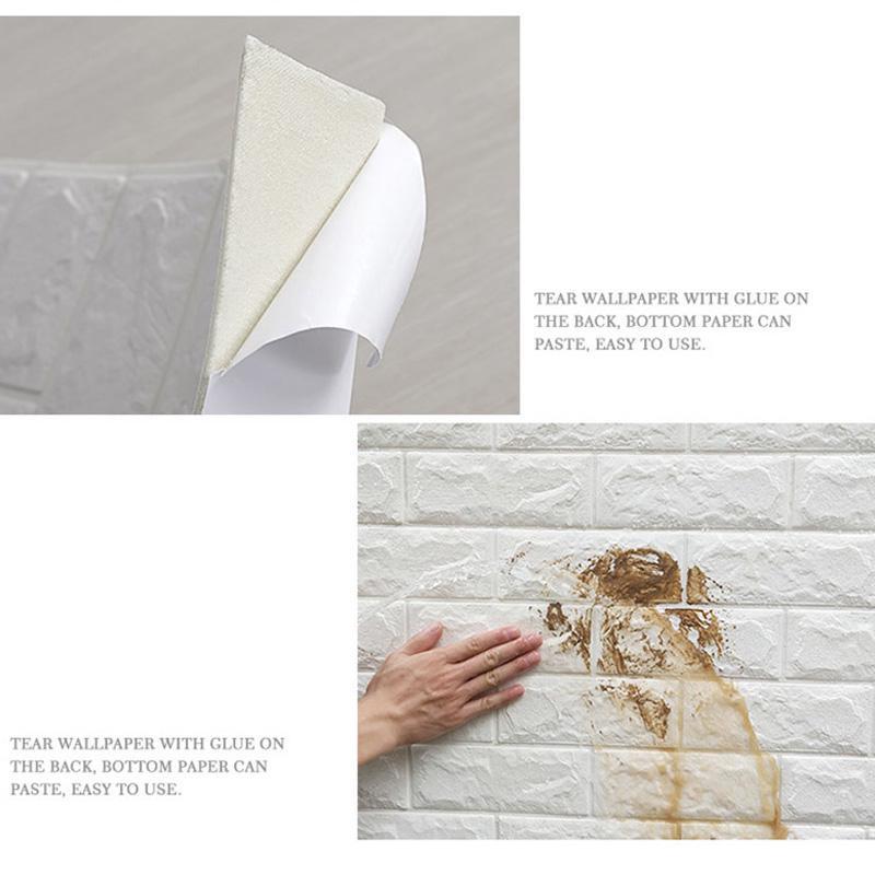 70*77cm 3D Waterproof Self-Adhesive Wall Panels Extra Thick XPE Foam Soundproof & Anti-Collision Wallpaper Living Room Bedroom Kids Room Decor