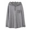 Mid-length Long-sleeved Lace Spliced Sweatshirt Korean Style Loose Casual Hooded Button Versatile Top