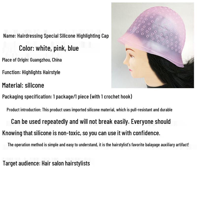 Silicone Highlighting Cap with Needle - Pull-resistant, Durable Hairdressing Dyeing Tool