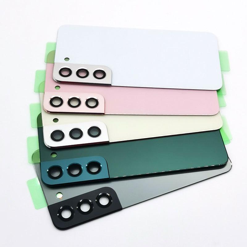 Pour Samsung Galaxy S22 Couvercle Arrière de Batterie Porte en Verre Remplacement du Capot Arrière Avec Objectif de Caméra pour Téléphone S22 S901B 5G