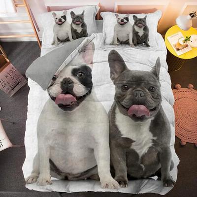 Set de lenjerie de pat Bulldog Animal de companie Husă de pilotă pentru câine pentru copii Lenjerie de pat pentru adulți Seturi de cuvertură lenjerie de pat drăguță
