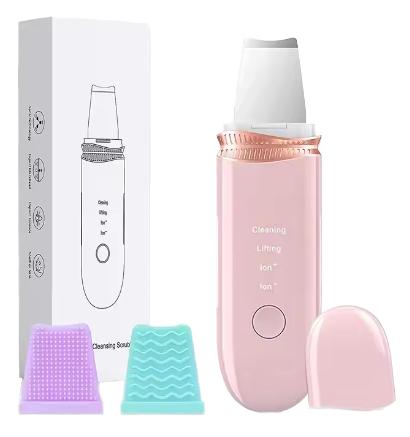 Beauty Device ABS Ultrasonic Skin Scrubber with EU Plug Face Spatula Blackhead Remover Pore Exfoliating USB Cable Facial