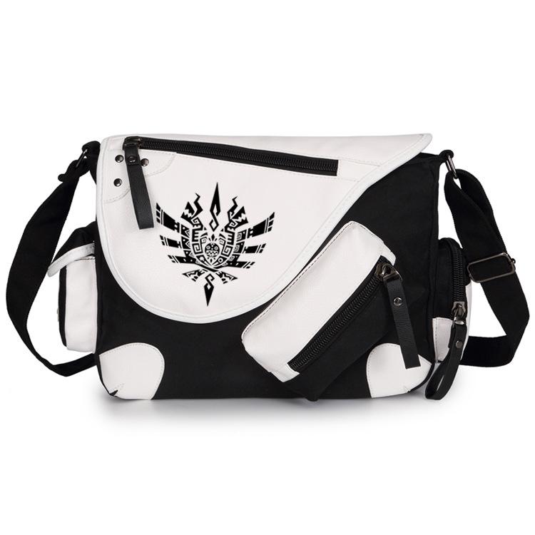 Anime Monster Hunter Patent Leather Canvas Backpack & Shoulder Messenger Bag