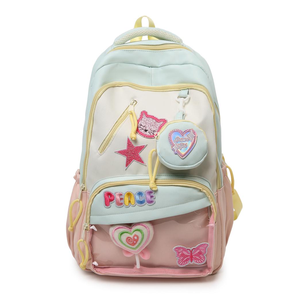 Schoolbag Japanese schoolbag ins wind simple contrast color primary school junior high school students campus backpack sweet cute high value backpack