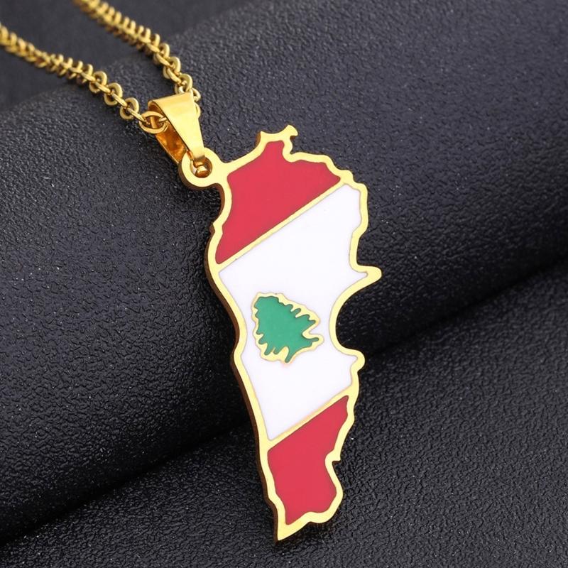 Unique Lebanese Map Designs Necklace Clear Detailing Necklace Alloy Texture Present for Stylish Women and Adventurers