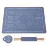 Rolling Pin Pastry Mat Set With Measurements Cutter Anti Slip Thick Silicone Baking Dough Rolling Sheet for Pizza Pies