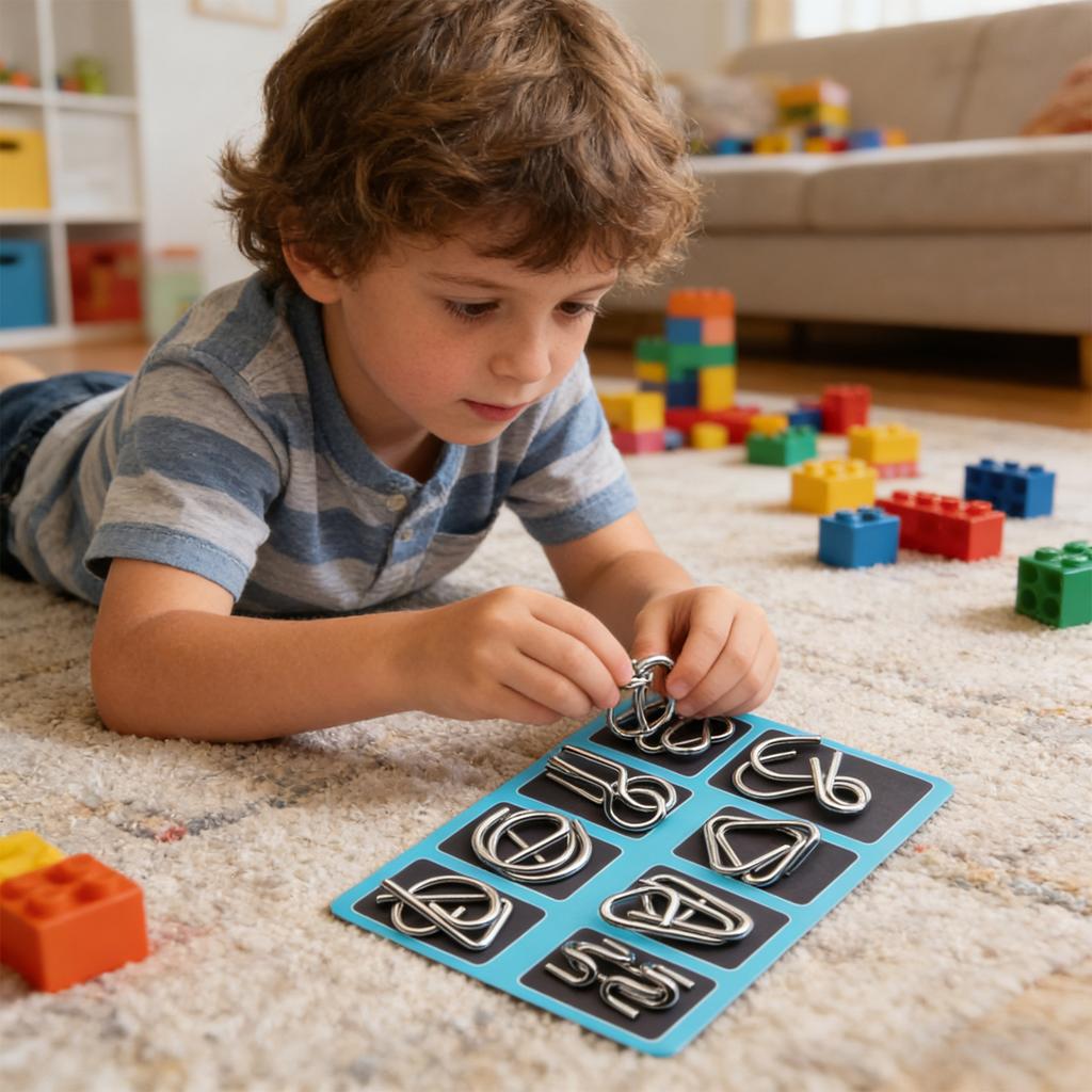 Eight-piece Puzzle Toy Set For Children, Designed To Teach Brain-teasing Puzzles And Solve Rings.