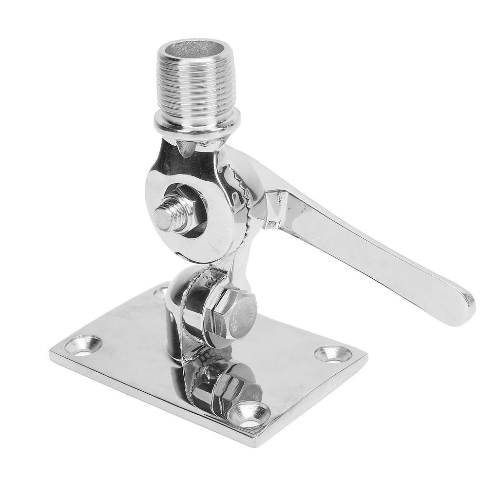 Marine VHF Antenna Mounts Polished 316 Stainless Steel Adjustable Ratchet Antenna Base Mount for Boat 1 Inch Antenna