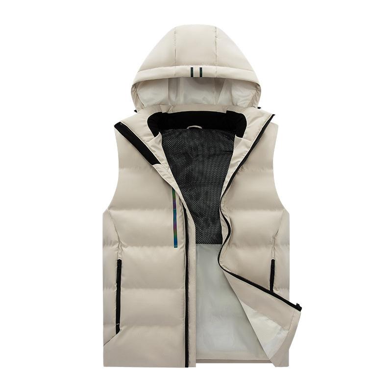 2025 winter new vest men's fashion casual stand-up collar couple's solid color bread jacket vest