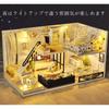 Moin Moin Dollhouse Miniature Handmade Kit Modern Two-Story Model Room with LED Light and Acrylic Case