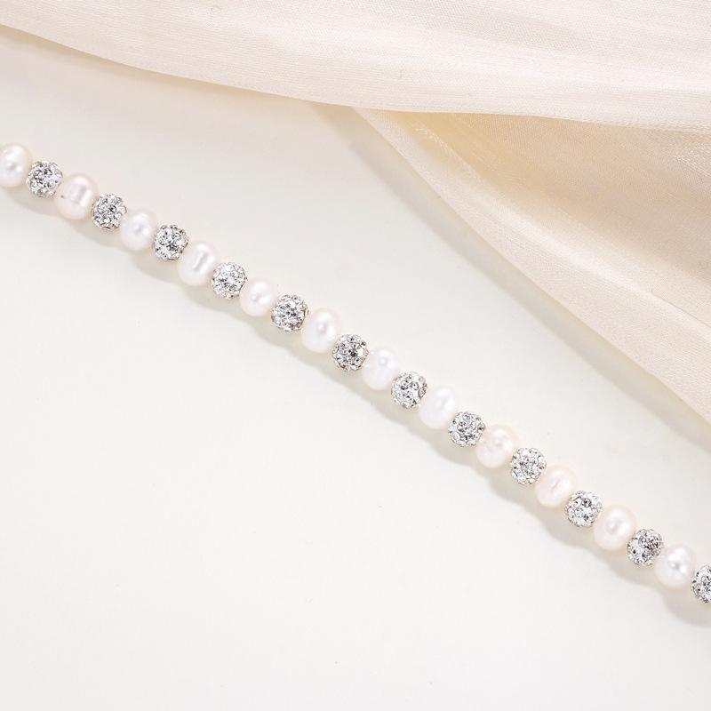 Bright Pearl Bracelet Women's Fashion Light Luxury Flash Diamond Freshwater Pearl High-end Design Bracelet