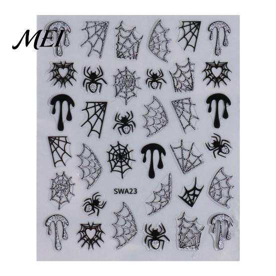 Easy Application Nail Art for Novices Halloween Stickers, Glitter Gothic Bat Decals, Creative DIY Consumables Self-Adhesive Accessories Women