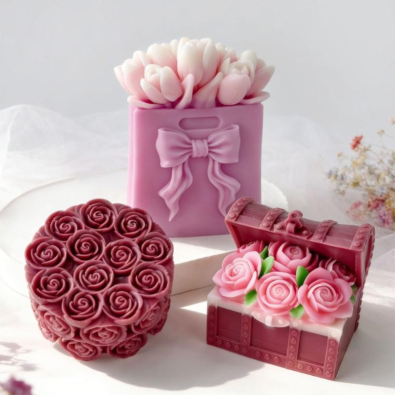 Detailed Rose Designs Silicone Candle Mould For Creating Beautiful Decorative Candle Home