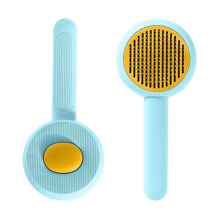 Pet pin comb beauty comb leather naughty button pet self-cleaning comb dog comb dog cat comb pet supplies