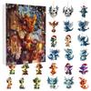 Christmas Advent Calendar Blind Box, 24 Days Countdown with Acrylic Cartoon Dragon & Christmas Tree Ornaments