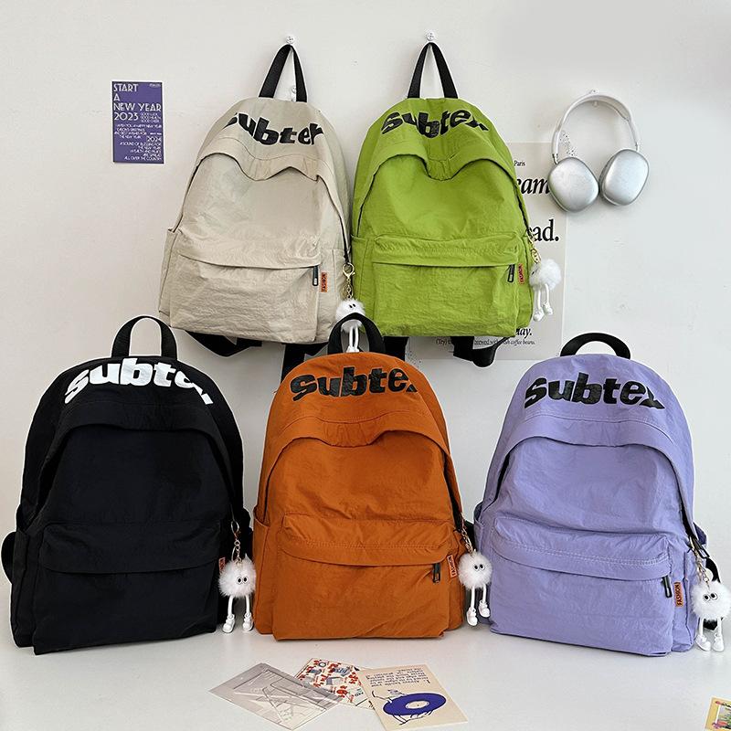 Junior High School Student Schoolbag, Female College Student Letter Backpack, Large-capacity and Versatile Backpack