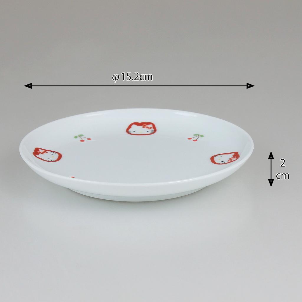 Ranchant-Teller-Set, mehrere Größen, Teller x Teller x Hello Kitty Cherry, Arita Ware, hergestellt in Japan (ca.) 5 Zoll 15,2 2, 6 Zoll 19,4 2,5 cm