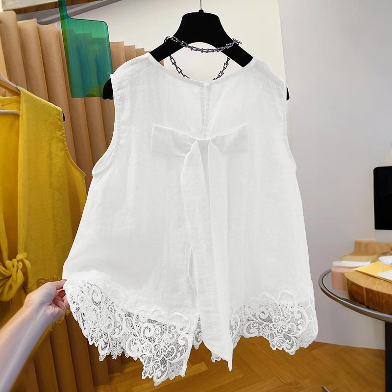 

ZANZEA Women Summer Lace Splice Casual Sleeveless Tank Tops S