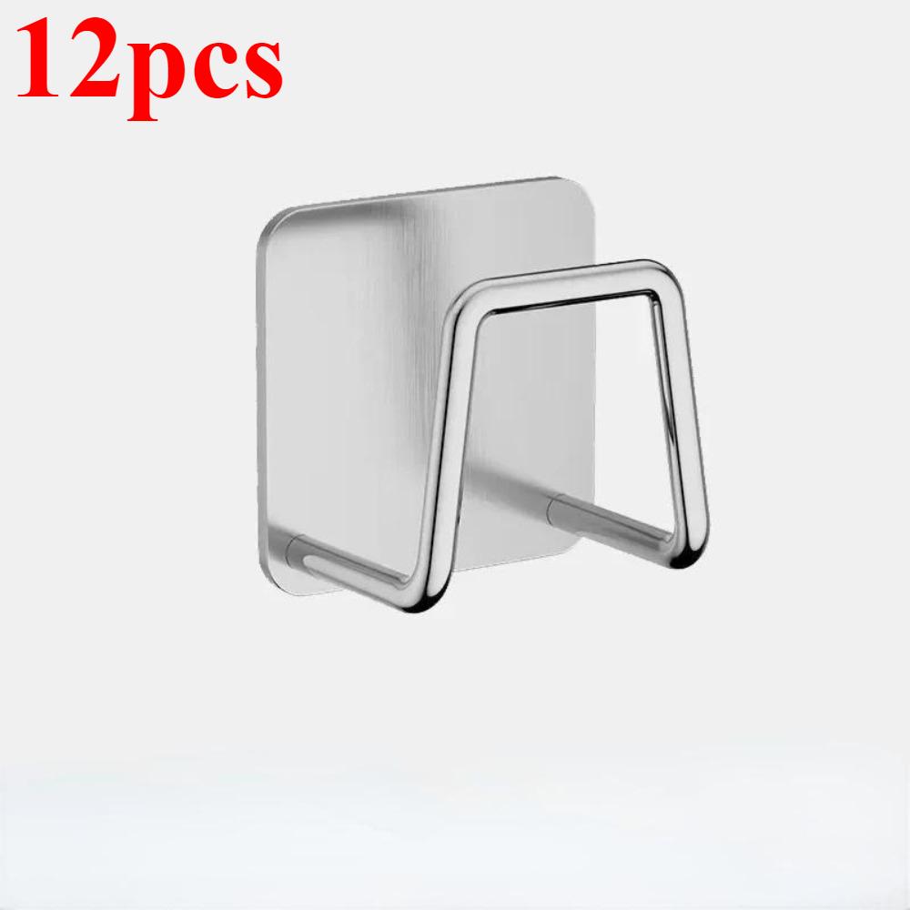 

12 шт. держатель для губок для кухонной мойки из нержавеющей стали, самоклеящиеся полки для слива раковины, настенные крючки для хранения, органайзер silvery-12pcs
