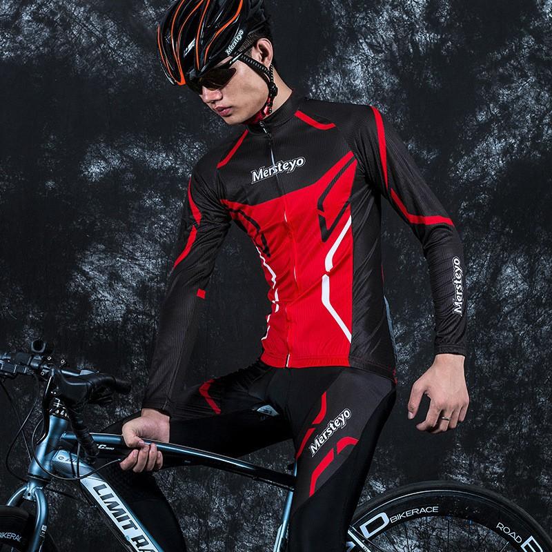Mens Cycling Jersey Shorts Set Long Sleeve Bike Apparel Mountain Road Biking