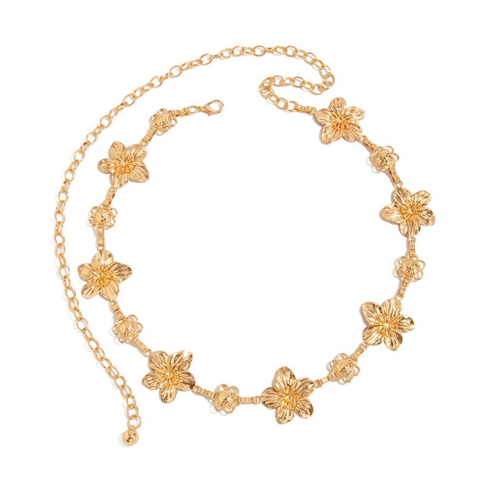 Adjustable Flower Body Chain Metal Bikini Belly Belt Elegant Waist Chain  Women золотой