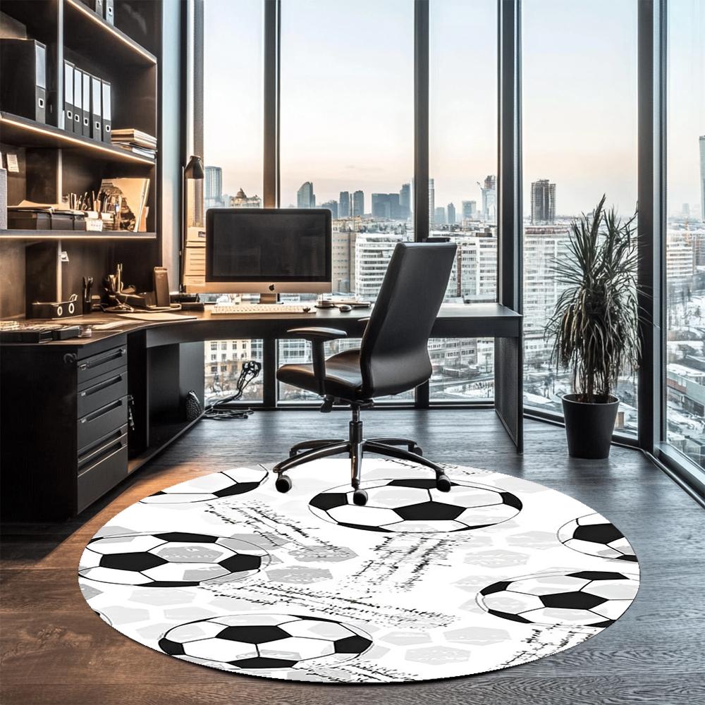 Soccer Printed Round Rug Carpet Chair Rug Area Rug Entryway Doormats,for Office Chair Living Room Bedroom Kitchen Room.