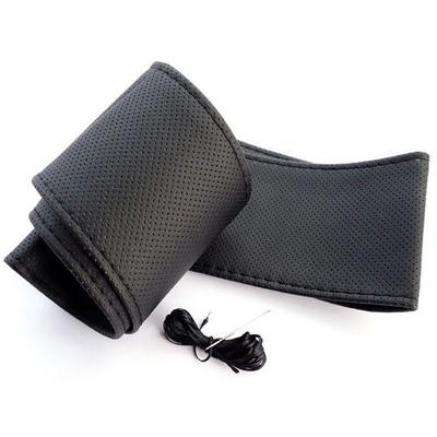 Car Truck Leather Steering Wheel Cover With Needles And Thread Black Diy