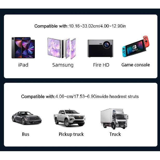 SEAMETAL Upgraded Car Headrest Phone Holder Telescopic Anti Shake Auto Table Holder Smartphone Mount for 4-12.9 Inch iPad iPhone