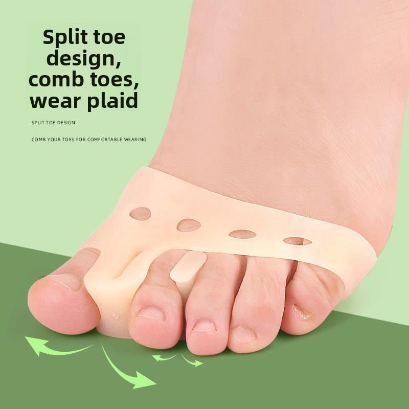 New Five-hole Toe Splitter, Thickened Plantar Ventilation, Shock Absorption and Pressure Relief Massage Forefoot Half-yard Pad, Hallux Valgus Orthosis