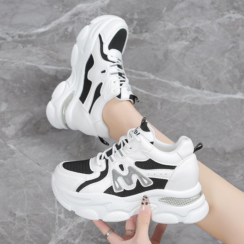 Factory Heightening Dad Shoes Women's Small 2025 Spring Lightweight Thick-soled Soft-soled Mesh Breathable Sneakers