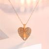 Heart Angel Wings Openable Pendant Necklace, Fashionable  Cute Party Jewellery Valentine's Day Gift, for Women, Mum