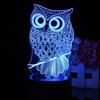 Noční LED světlo 3D na dotyk ve tvaru sovy, 7 barev, stolní lampa, domácí dekorace