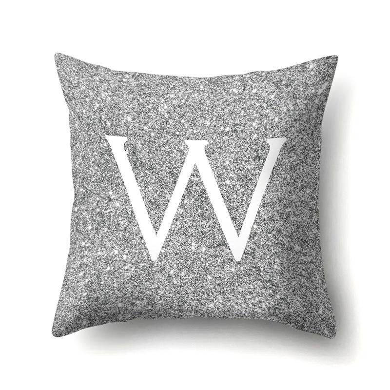 Polyester Pillowcase Home Decoration Gray Bottom Pillowcase 26 English Letter Cushion Cover