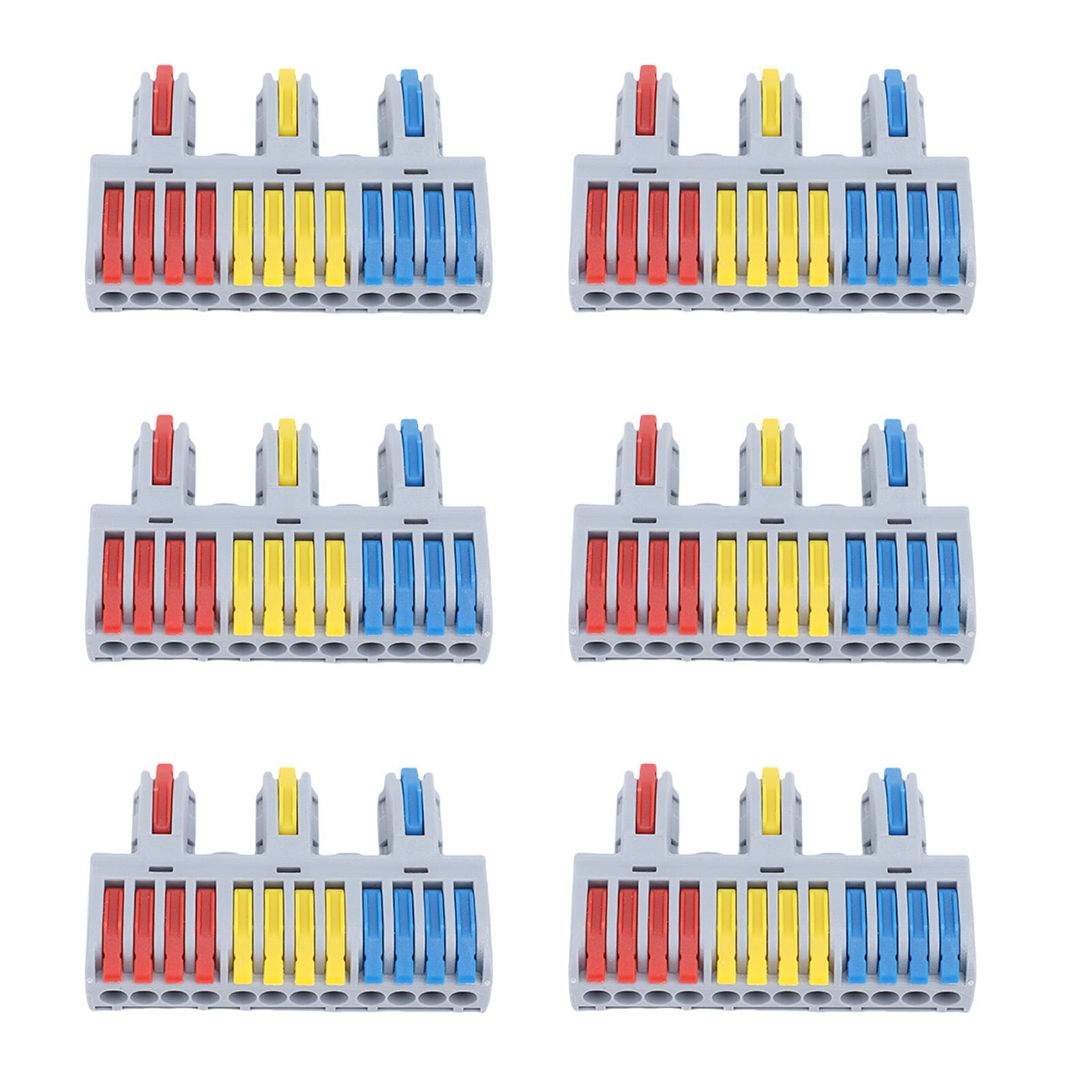 

6 Pcs Push in Lever Wire Connector 32A 3 in 12 Out Quick Electrical Wire Connector for Solid