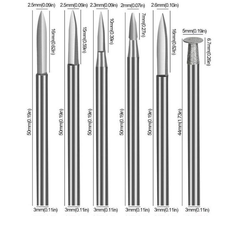 6Pcs Metal Wood Carving Drill Bits Kit Essential Tools for Rotary Tool Users Great for Crafting and Engraving Projects