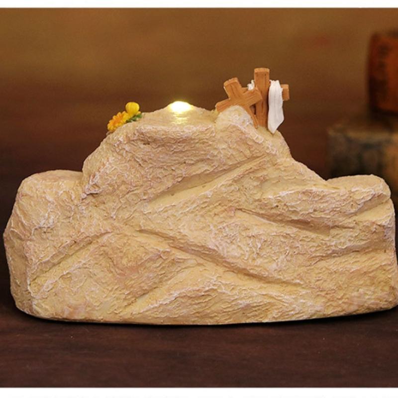 Miniature Christmas Resurrection Ornament with Resin Figures and LED light for Seasonal Home Decoration