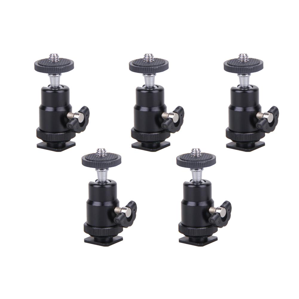 1/4" Swivel Mini Ball Head For Camera Tripod LED Light Flash Tripod Bracket Holder Mount 1/4 Hot Shoe Adapter for Canon Nikon